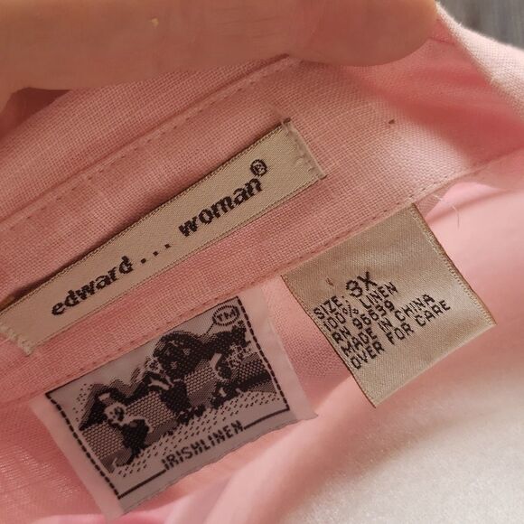 soft pink colored embellished linen long sleeve blouse size 3X - Picture 6 of 9